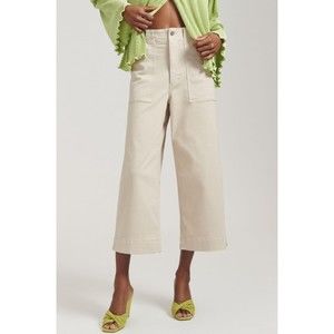 Anthropologie Joe's Jeans The Cleo Pants Palazzo Wide Leg Cropped Khaki Size 31